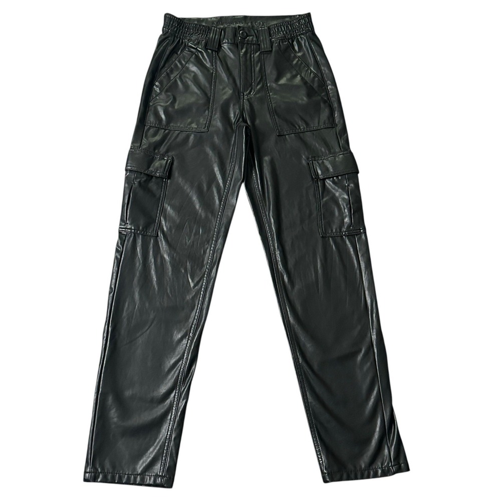 American Eagle Womens Faux Leather Black Cargo Pants Size 2